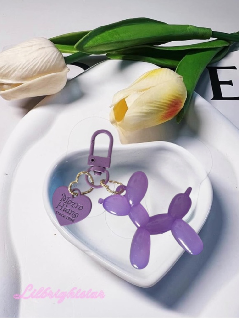 🆕🎈 Purple Balloon Dog Keychain Charm NWT